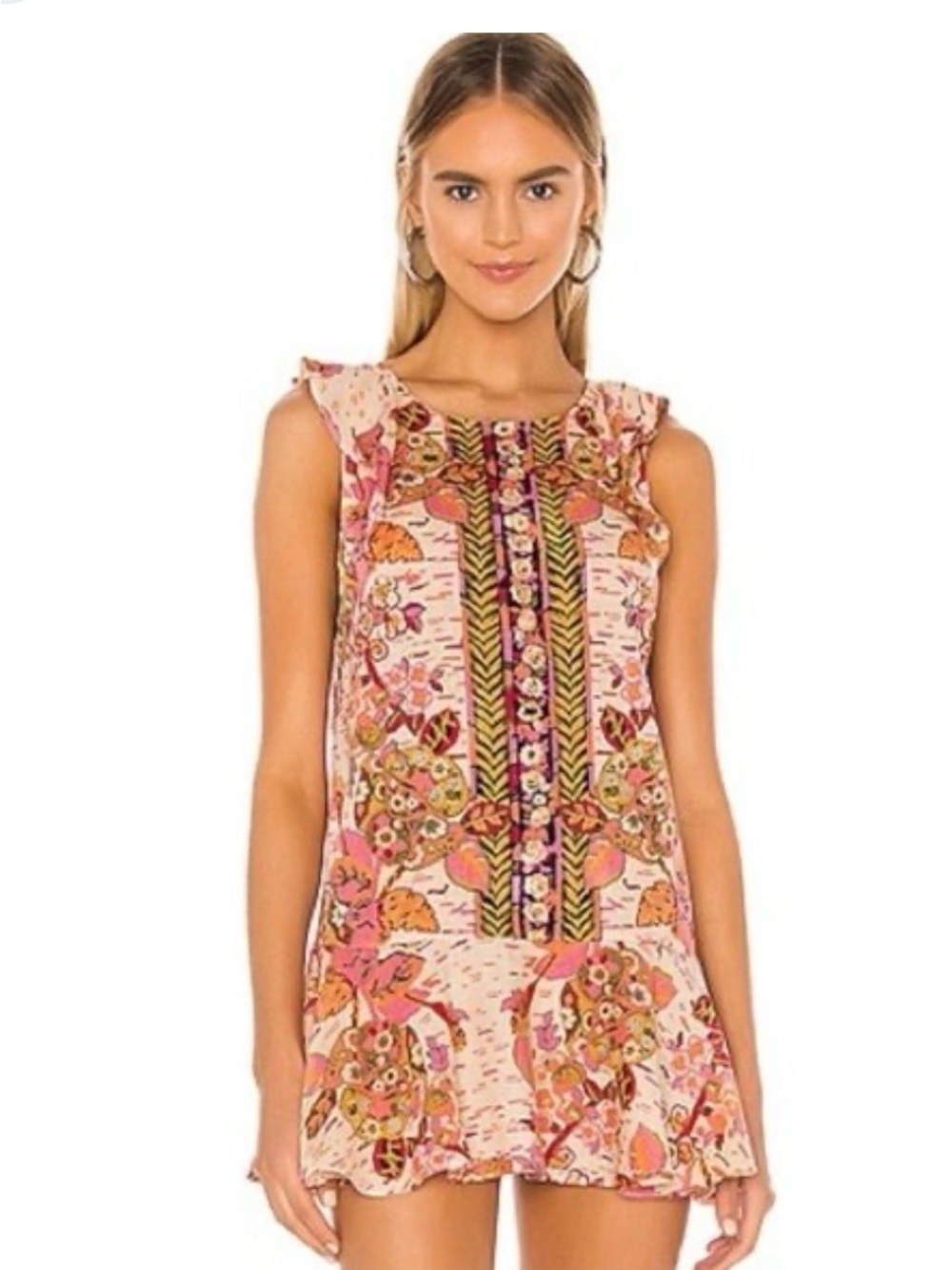 Free People Pink Floral Backless Ruffle Tie Sundress - Picture 4 of 5